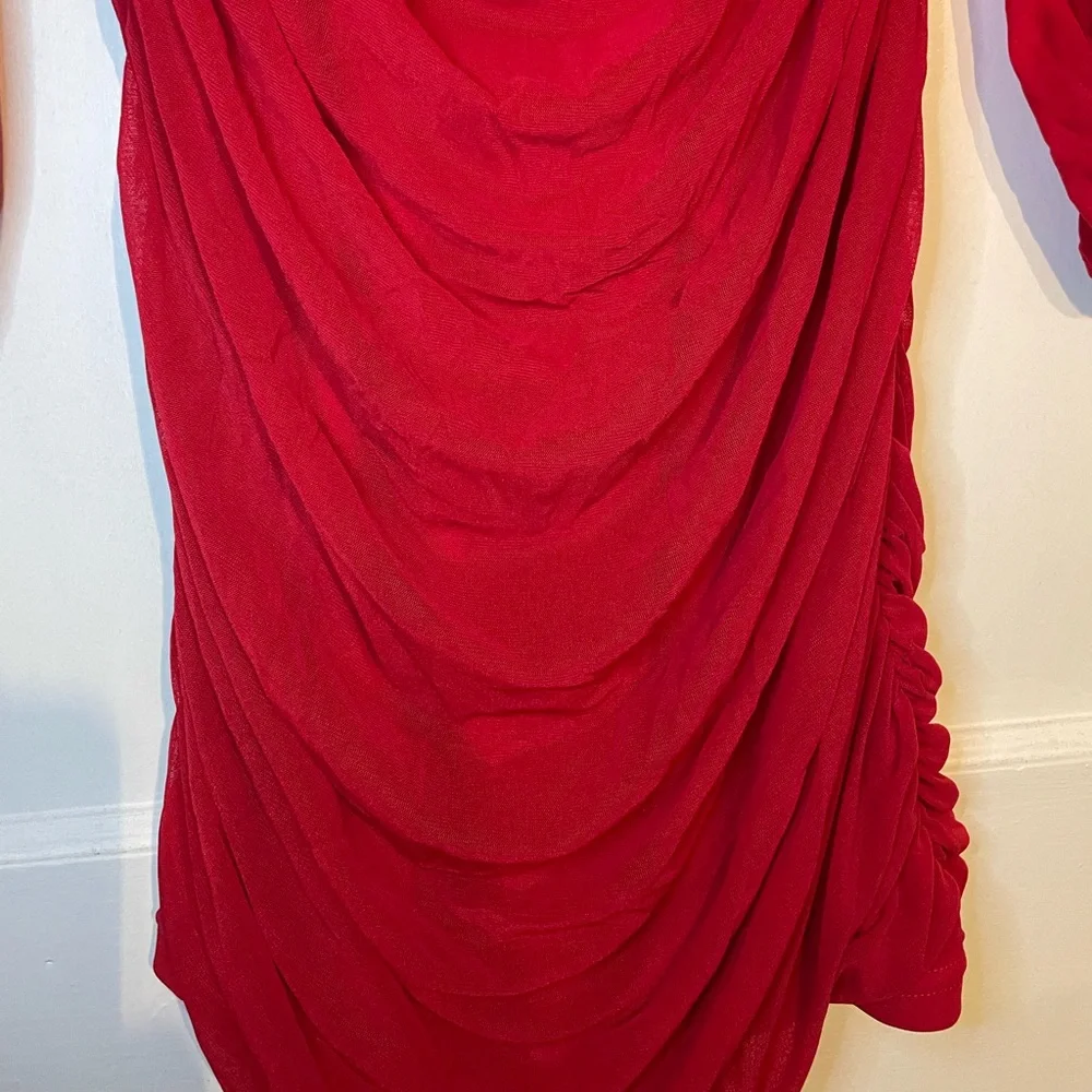 Red Ruched Dress - Picture 4 of 7